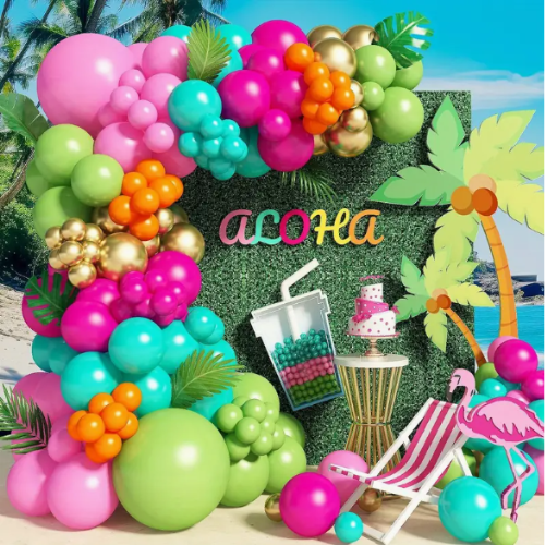 Aloha balloon garland bubble and bounce