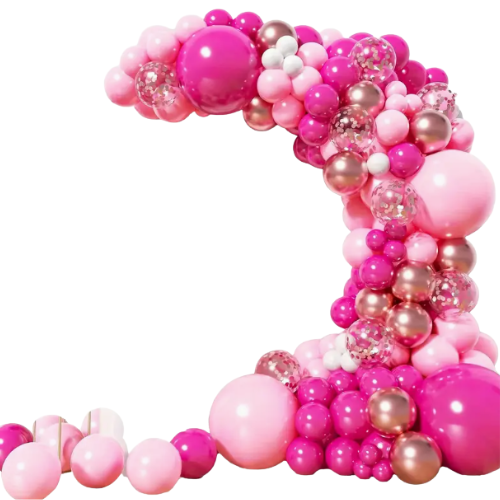 barbie pink balloon garland bubble ad bounce